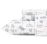 Nautica - Twin Sheets, Cotton Percale Bedding Set, Coastal Home Decor, Dorm Room Essentials (Whitewood Sail Blue, Twin)