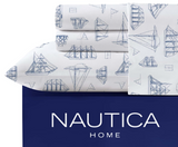 Nautica - Twin Sheets, Cotton Percale Bedding Set, Coastal Home Decor, Dorm Room Essentials (Whitewood Sail Blue, Twin)
