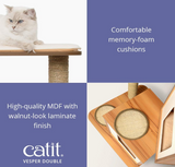 Vesper Cat Tree, Double, Walnut, 52048