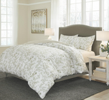 Laura Ashley Home - King Duvet Cover Set, Cotton Reversible Bedding with Matching Shams, Medium Weight Bedding for All Seasons (Lindy Green, King)