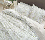 Laura Ashley Home - King Duvet Cover Set, Cotton Reversible Bedding with Matching Shams, Medium Weight Bedding for All Seasons (Lindy Green, King)