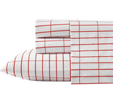 Marimekko- King Sheet Set, Cotton Percale Bedding Set, Crisp & Cool, Lightweight & Breathable (Pieni Tiiliskivi Red, King)