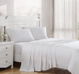 Laura Ashley Home - King Sheets, Soft Sateen Cotton Bedding Set - Sleek, Smooth, & Breathable Home Decor, Evie Coral/Pink