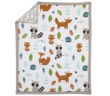 NoJo Dreamer Little Woodland Friends 8 Piece Nursery Crib Bedding Set, Grey/Tan/Aqua/White