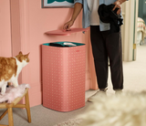 Joseph Joseph Tota Pop - 60-liter Laundry Hamper Separation Basket with lid, 2 Removable Washing Bags with Handles, Coral/Green