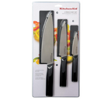 KitchenAid Classic 3 piece Chef Knife Set with Custom Fit Blade Covers, 8 inch Chef Knife, 5.5 inch Serrated Utility Knife, 3.5 inch Paring Knife, High Carbon Japanese Stainless Steel Blade, Black