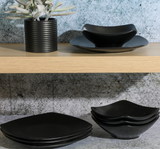 Gibson Home Zen Buffet Matte Porcelain Plates and Bowls Dinnerware Set - Black, Service for 4 (8pcs)