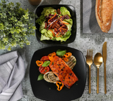 Gibson Home Zen Buffet Matte Porcelain Plates and Bowls Dinnerware Set - Black, Service for 4 (8pcs)