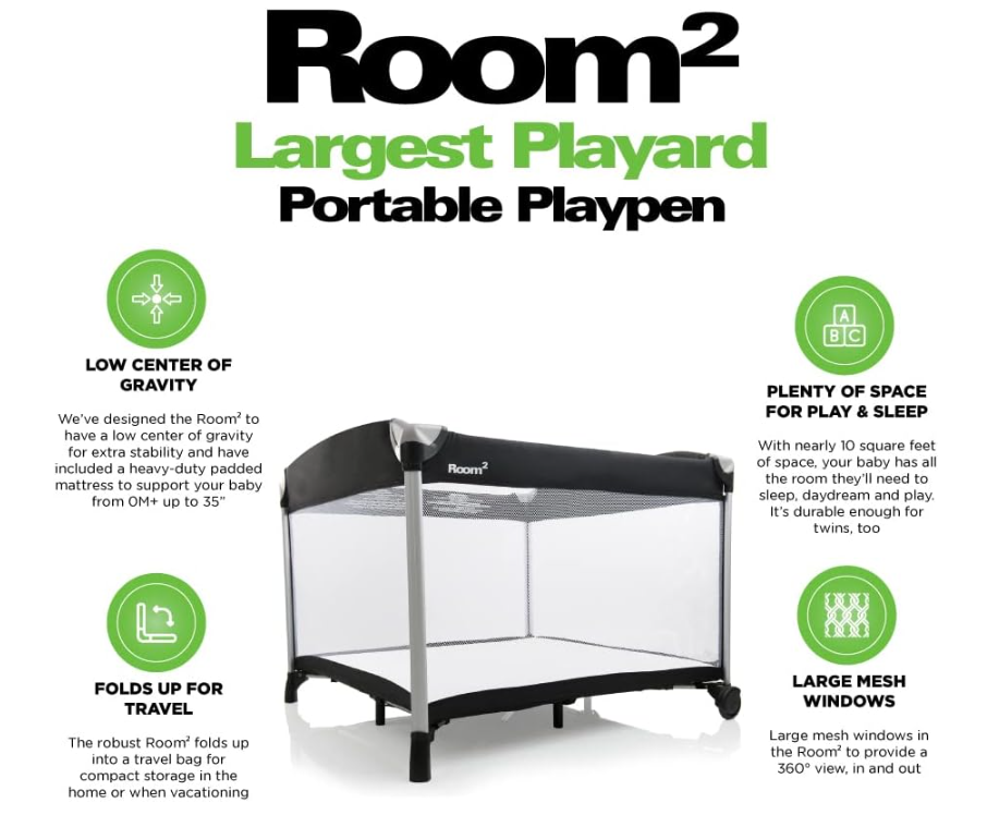 Joovy New Room2 Portable Playard, Black