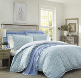 Laura Ashley Jayne Collection Luxury Premium Ultra Soft Duvet Set, Lightweight & Comfortable Bedding, Stylish Design for Home Décor, Queen, Winter Green