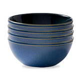 Corelle 4-Pc Bowl Set, Handcrafted Artisanal Double Bead, Reactive Glaze Stoneware, 21-Oz Bowl Set, Navy