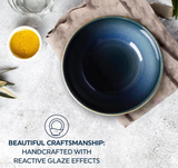 Corelle 4-Pc Bowl Set, Handcrafted Artisanal Double Bead, Reactive Glaze Stoneware, 21-Oz Bowl Set, Navy