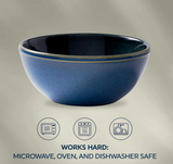 Corelle 4-Pc Bowl Set, Handcrafted Artisanal Double Bead, Reactive Glaze Stoneware, 21-Oz Bowl Set, Navy