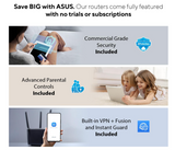 ASUS ROG Rapture WiFi 6 AX Gaming Router (GT-AX6000) - Dual Band 2.5g WAN/LAN Ports, Quad-Core 2.0ghz CPU, Triple-Level Game Acceleration, AiMesh Compatible, Lifetime Internet Security, Instant Guard