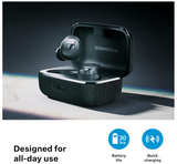 Sennheiser Momentum True Wireless 4 ear buds (Black Graphite) - Noise Cancellation, Microphone Included, Lossless Audio