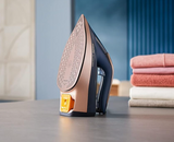 Philips 8000 Series DST8050/26 - Steam Iron, 3000W, 260g/min Boost Shot, 85g/min Continuous Output, SteamGlide Elite Rosecopper Soleplate, Dark Blue and Gold