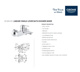 Grohe Lineare Single-lever bath/shower mixer, 33849001