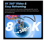 Insta360 X4-8K Waterproof 360 Action Camera, 4K Wide-Angle Video, Invisible Selfie Stick Effect, Removable Lens Guards, 135 Min Battery Life, AI Editing, Stabilization, for Sports, Travel, Outdoor