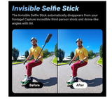 Insta360 X4-8K Waterproof 360 Action Camera, 4K Wide-Angle Video, Invisible Selfie Stick Effect, Removable Lens Guards, 135 Min Battery Life, AI Editing, Stabilization, for Sports, Travel, Outdoor
