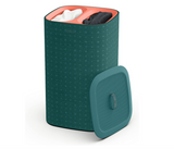 Joseph Joseph Tota Pop - 60-liter Laundry Hamper Separation Basket with lid, 2 Removable Washing Bags with Handles- Green/Coral