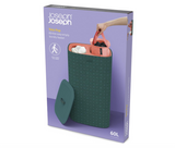 Joseph Joseph Tota Pop - 60-liter Laundry Hamper Separation Basket with lid, 2 Removable Washing Bags with Handles- Green/Coral
