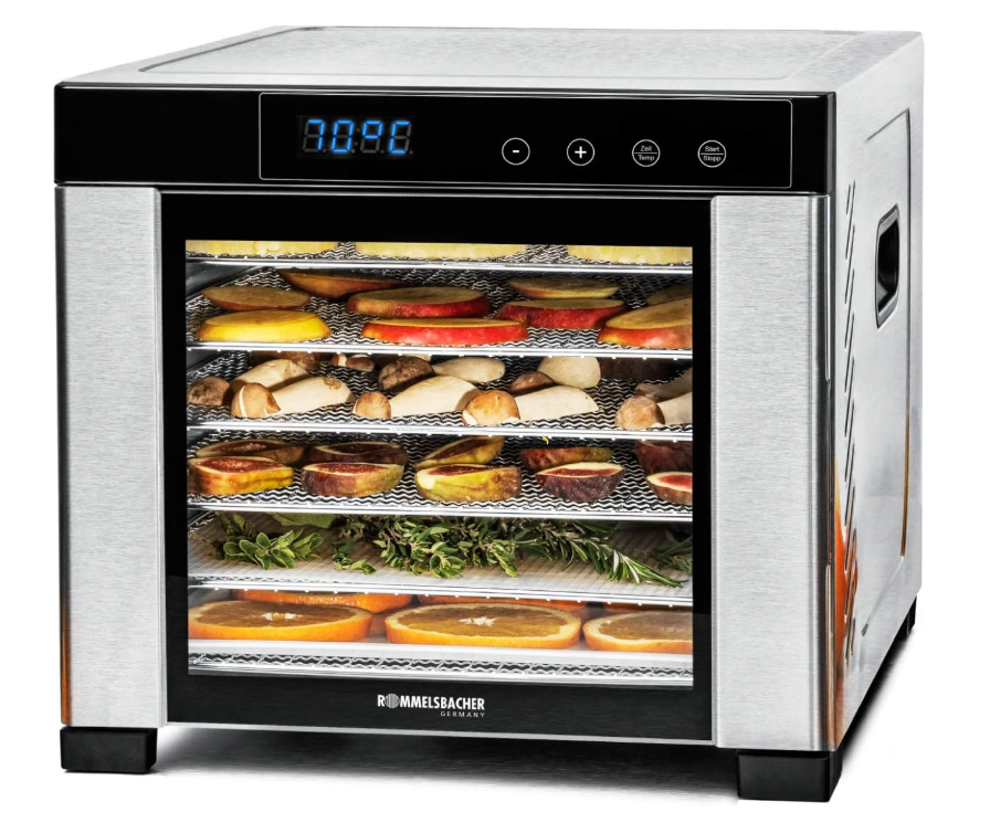 Rommelsbacher DA 900 Food Dehydrator with Temperature Selection and 6 Stainless Steel Tray for Meat Fruit Vegetable Main image