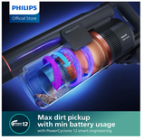 Philips 7000 Series XC7055/01 - Cordless Vacuum, PowerCyclone 12, Wet & Dry, 80 Minutes Runtime, Black