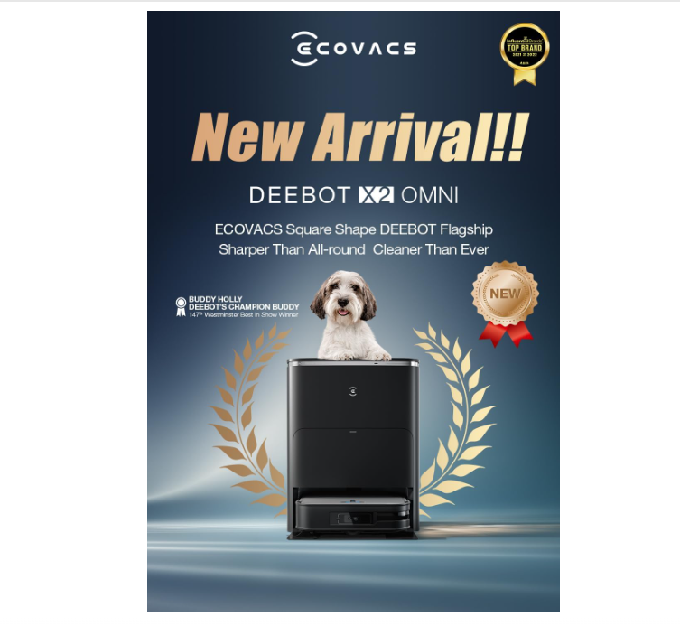 ECOVACS DEEBOT X2 OMNI | 8000pa,15mm Auto Mop Lifting, Auto Empty, 55Â°C Hot Water Washing, Hot Air Drying