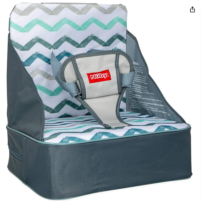 Nuby Easy Go Safety Lightweight High Chair Booster Seat, Great for Travel, Chevron Main image
