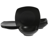 Gibson Home Zen Buffet Matte Porcelain Plates and Bowls Dinnerware Set - Black, Service for 4 (8pcs)