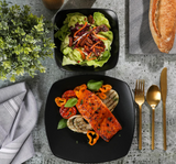 Gibson Home Zen Buffet Matte Porcelain Plates and Bowls Dinnerware Set - Black, Service for 4 (8pcs)