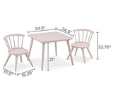 Delta Children Windsor Kids Wood Table Chair Set (2 Chairs Included) - Ideal for Arts & Crafts, Snack Time, Homeschooling, Homework & More, Blush Pink