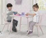 Delta Children Windsor Kids Wood Table Chair Set (2 Chairs Included) - Ideal for Arts & Crafts, Snack Time, Homeschooling, Homework & More, Blush Pink
