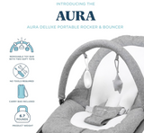 Baby Delight Aura Deluxe | Portable Baby Bouncer for Infants | Baby Rocker | Quilted Charcoal Tweed
