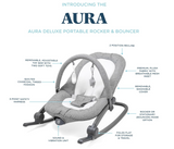 Baby Delight Aura Deluxe | Portable Baby Bouncer for Infants | Baby Rocker | Quilted Charcoal Tweed