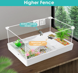 Turtle Aquarium With Light, Water Pump, and Platform - Reptile Habitat Tank With Plants for Pet Terrapin Lake (15.7''x11.8''x10'')