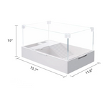 Turtle Aquarium With Light, Water Pump, and Platform - Reptile Habitat Tank With Plants for Pet Terrapin Lake (15.7''x11.8''x10'')
