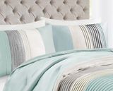 Madison Park Amherst Faux Silk Comforter Set-Casual Contemporary Design All Season Down Alternative Bedding, Matching Shams, Bedskirt, Decorative Pillows, King(104"x92"), Aqua, 7 Piece