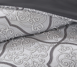 Madison Park Lavine Cozy Bed in a Bag Comforter Set, Traditional Luxe Jacquard Design All Season Down Alternative Bedding with Cotton Bed Sheets, Bed Skirt & Pillows, King Silver 12 Piece