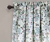 Lush Decor Weeping Flower Light Filtering Window Curtain Panels, Pair, 52"W x 95"L + 2" Header, Blue & Gray - Charming Modern Floral Curtains for Living Room, Dining Room, & Bedroom