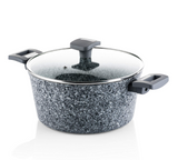 Westinghouse Casserole Dish With Lid - Ø 24 cm Cooking Pot for Induction Gas Electric & Ceramic Hob - Grey Granite