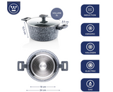 Westinghouse Casserole Dish With Lid - Ø 24 cm Cooking Pot for Induction Gas Electric & Ceramic Hob - Grey Granite