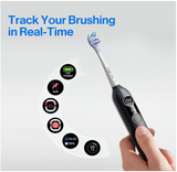 usmile Y10 Electric Toothbrush with Smart Screen, 4 Cleaning Modes, Smart Sonic Toothbrush with Timer and Pressure Control, One Charge Last 180 Days, Black