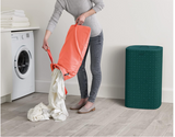 Joseph Joseph Tota Pop - 60-liter Laundry Hamper Separation Basket with lid, 2 Removable Washing Bags with Handles- Green/Coral