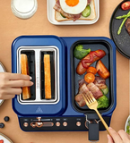 Deerma ZC10 3 in 1 Electric Breakfast Maker Machine - Multifunctional Automatic Sandwich Toaster for Beef, Pizza, Bacon, Bread - All in One Non-Stick Pan - Blue (CHINA PLUG)