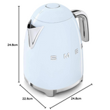 Smeg Klf03Pbuk, 50'S Retro Style Kettle, 1.7 L Capacity With Water Level Indicator, 360 Swivel Base, Anti-Slip Feet, Soft Opening Lid, Stainless Steel, Pastel Blue