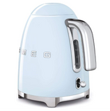 Smeg Klf03Pbuk, 50'S Retro Style Kettle, 1.7 L Capacity With Water Level Indicator, 360 Swivel Base, Anti-Slip Feet, Soft Opening Lid, Stainless Steel, Pastel Blue