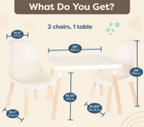 B. toys Table and Chair Set Furniture For Toddlers , 1 Craft Table & 2 Chairs , Natural Wooden Legs