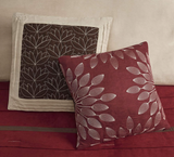 Madison Park Palmer Comforter Set-Luxury Faux Suede Design, Striped Accent, All Season Down Alternative Bedding, Matching Shams, Decorative Pillow, Bed Skirt, Queen (90 in x 90 in), Red 7 Piece