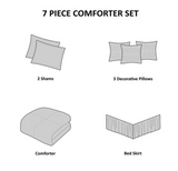 Madison Park Palmer Comforter Set-Luxury Faux Suede Design, Striped Accent, All Season Down Alternative Bedding, Matching Shams, Decorative Pillow, Bed Skirt, Queen (90 in x 90 in), Red 7 Piece